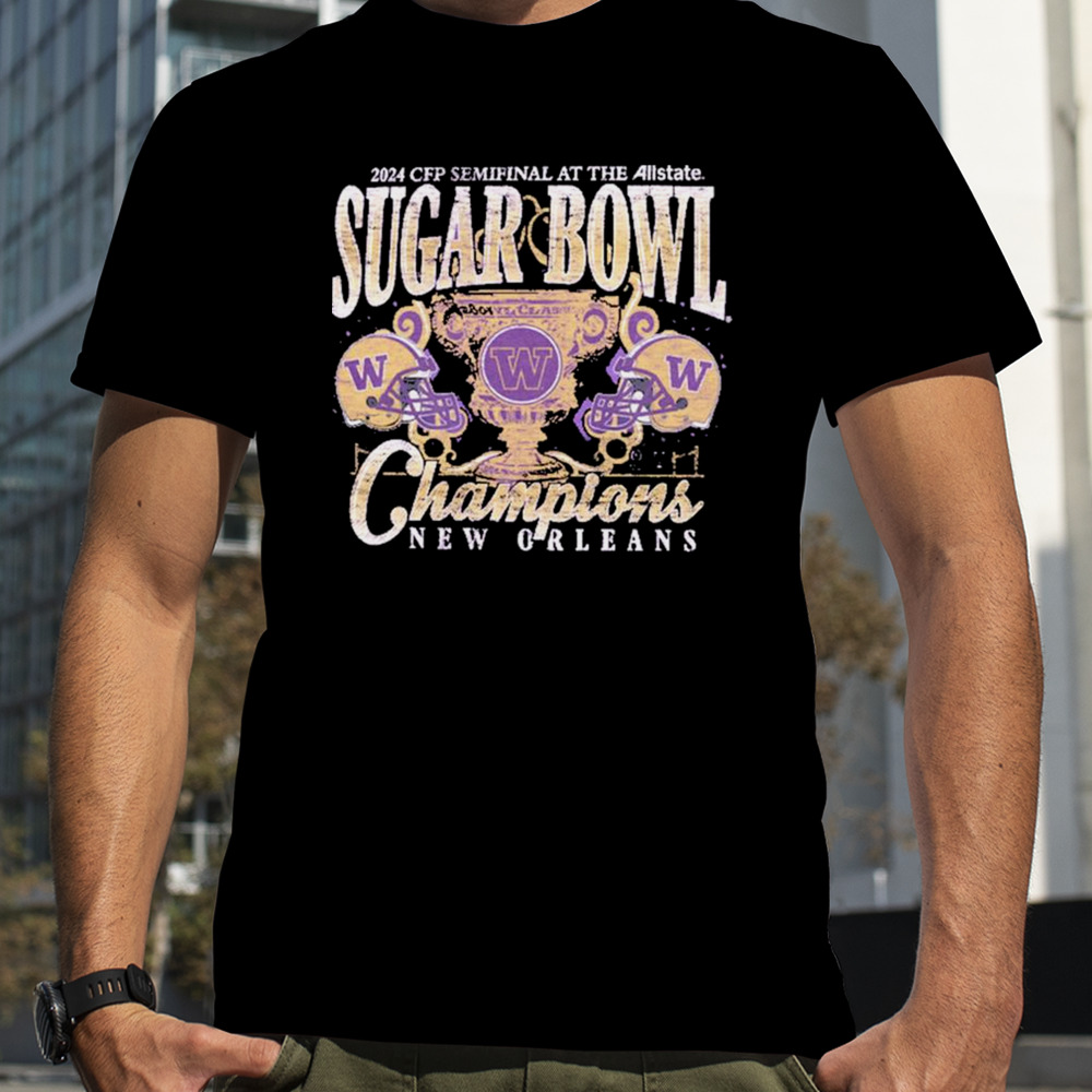 Washington Huskies 2024 Sugar Bowl Champions Purple Trophy T-Shirt