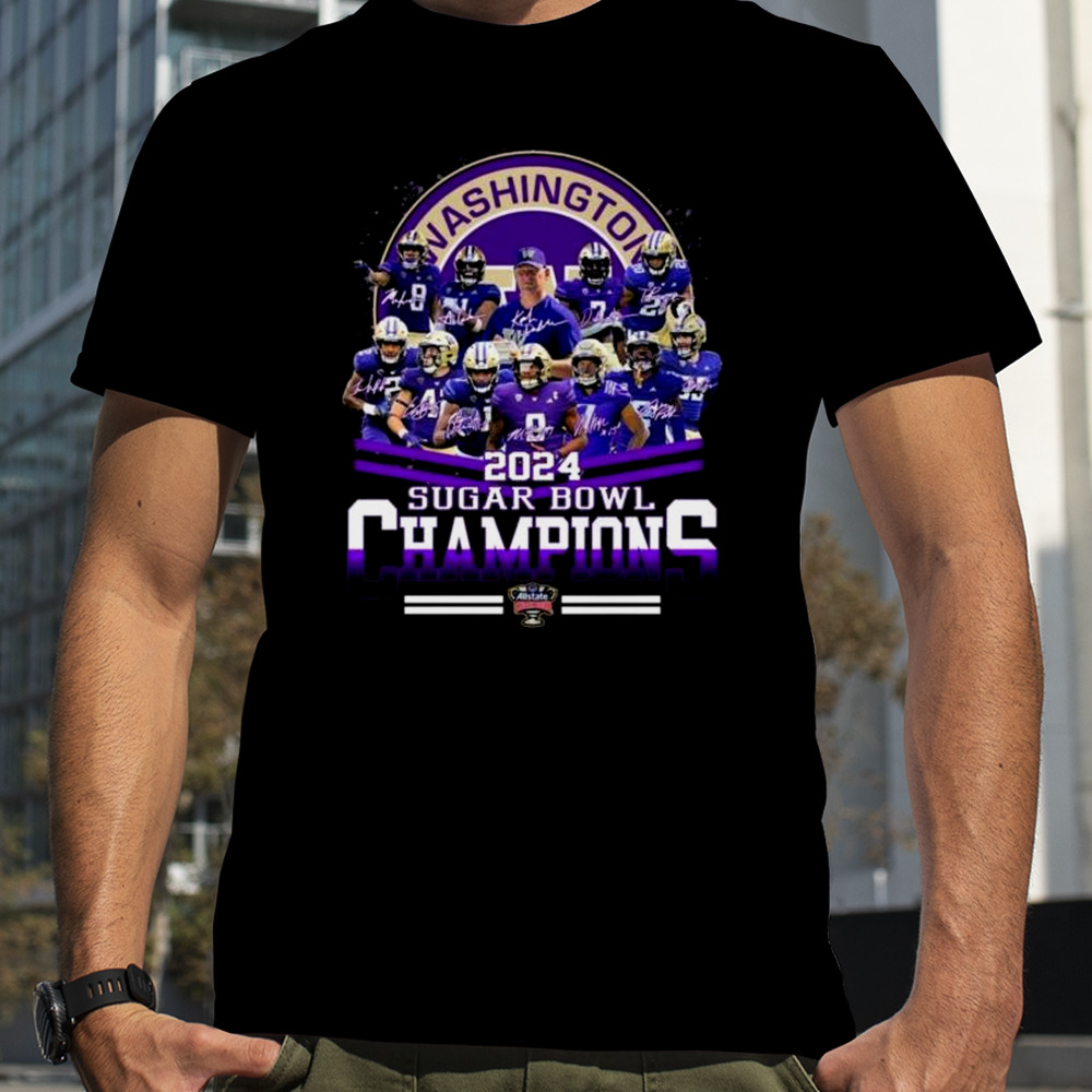 Washington Huskies Players 2024 Sugar Bowl Champions Signatures Shirt