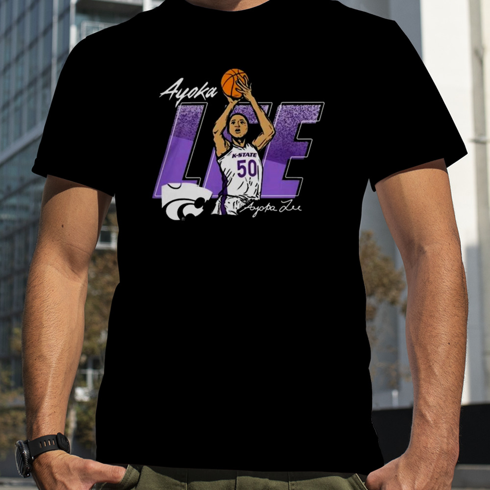 Ayoka Lee Rally Mens Black K-State Wildcats Caricature Basketball Player Shirt