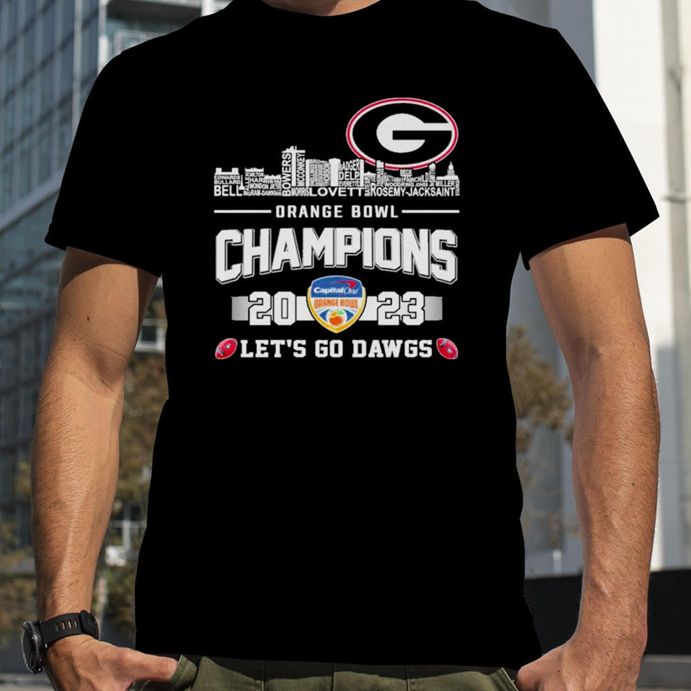 Georgia Bulldogs Football Skyline Players Names 2023 Orange Bowl Champions Let’s Go Dawgs Shirt