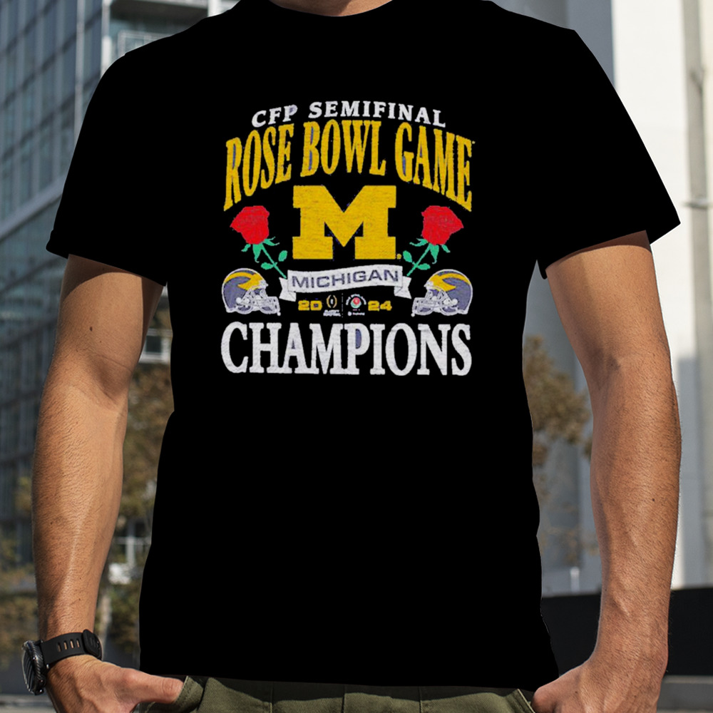 Michigan Wolverines 2024 CFP Semifinal Rose Bowl Champions 47 Retro Shirt