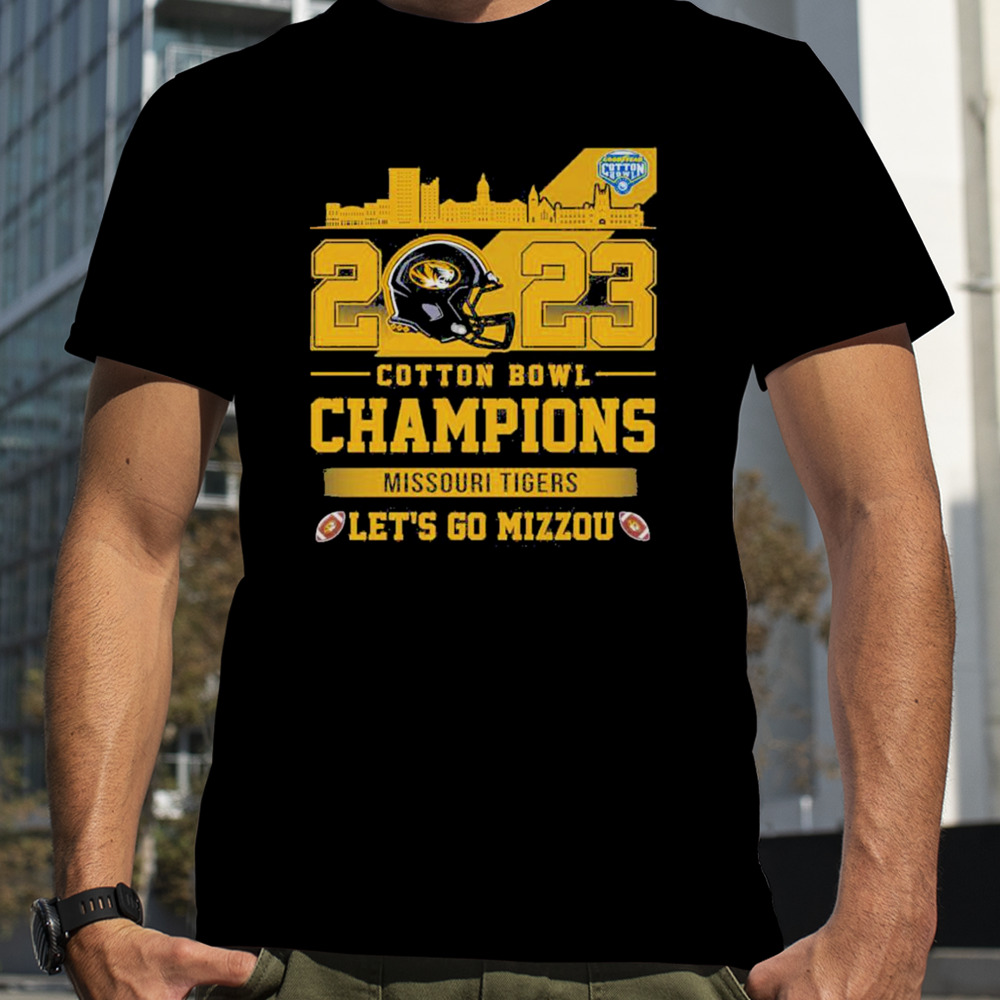 Missouri Tigers Football 2023 Cotton Bowl Champions Let’s Go Mizzou Helmet Shirt