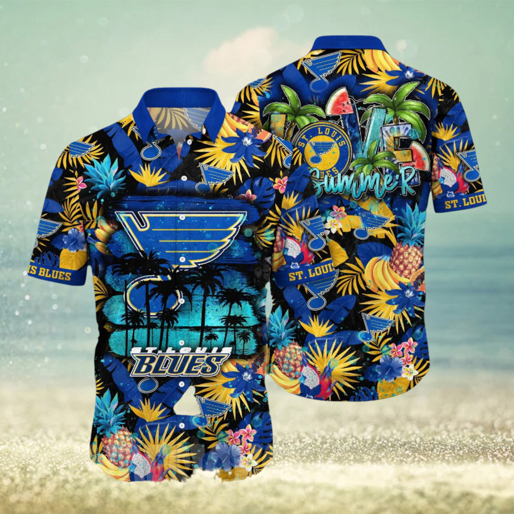 St Louis Blues NHL Flower Tropical Full Print 3D Hawaiian Shirt - Limotees