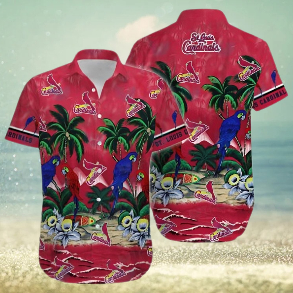 St Louis Cardinals Hawaiian Shirt Parrots Tropical Sea St Louis Cardinals Gift - Limotees