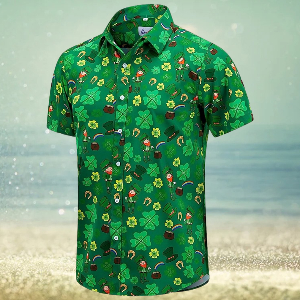 St Patrick s Day Hawaiian Shirt for Men Irish Printed Casual Short Sleeve Button Down Beach Shirts - Limotees