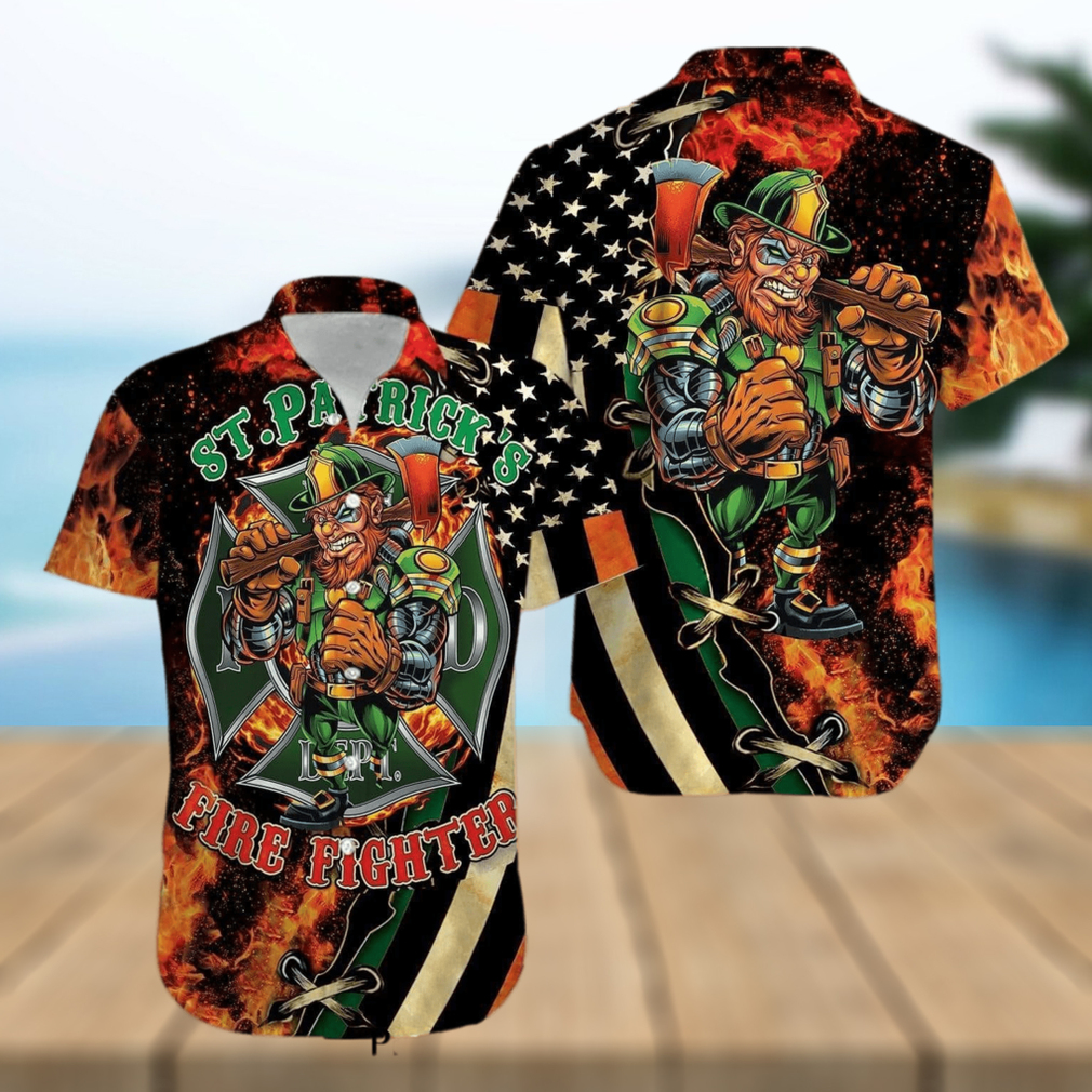 St Patricks Day Firefighter Unisex High Fashion Hawaiian Shirt - Limotees