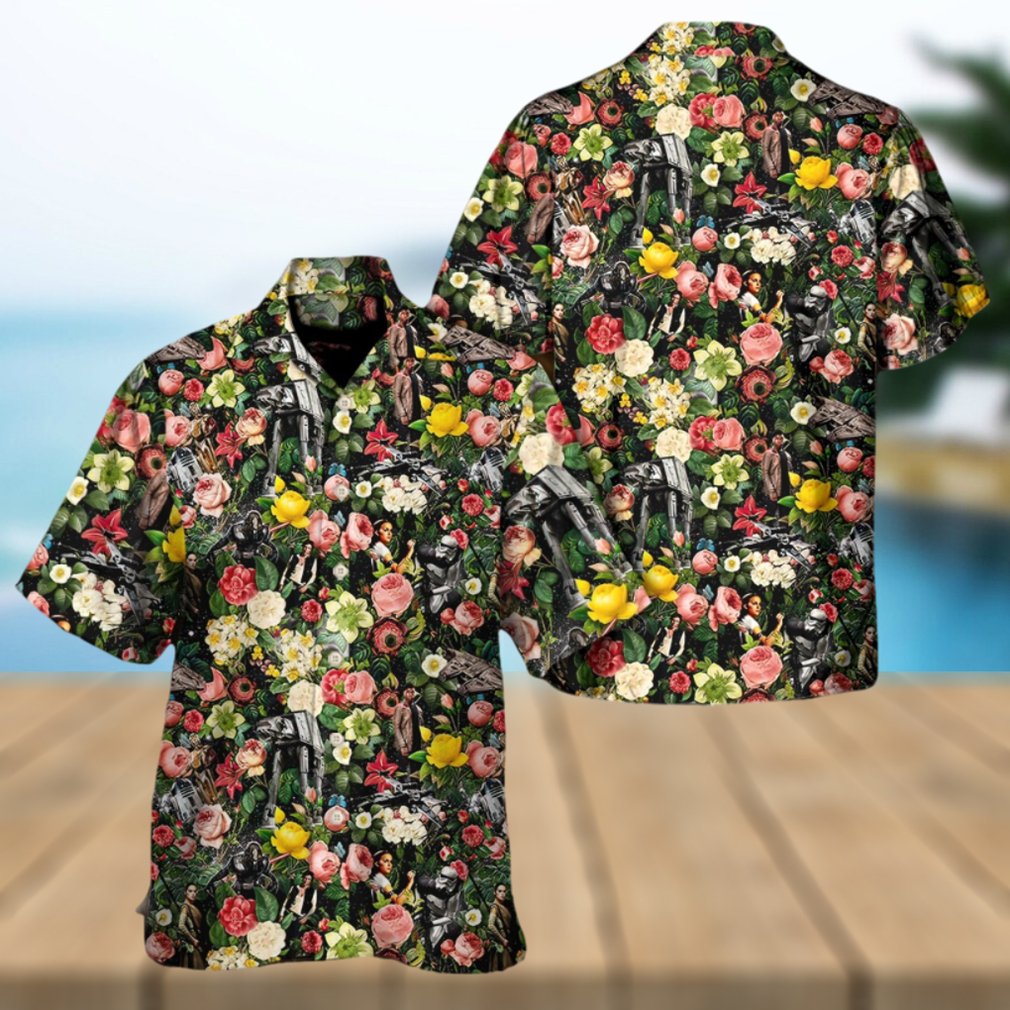 Star Wars And Floral Pattern Hawaiian Shirt - Limotees