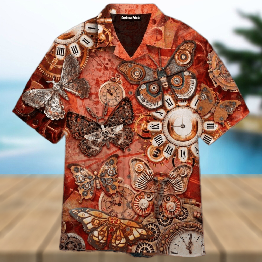 Steampunk Butterfly History Clock Aloha 3D Hawaiian Shirt Gift For Men And Women - Limotees