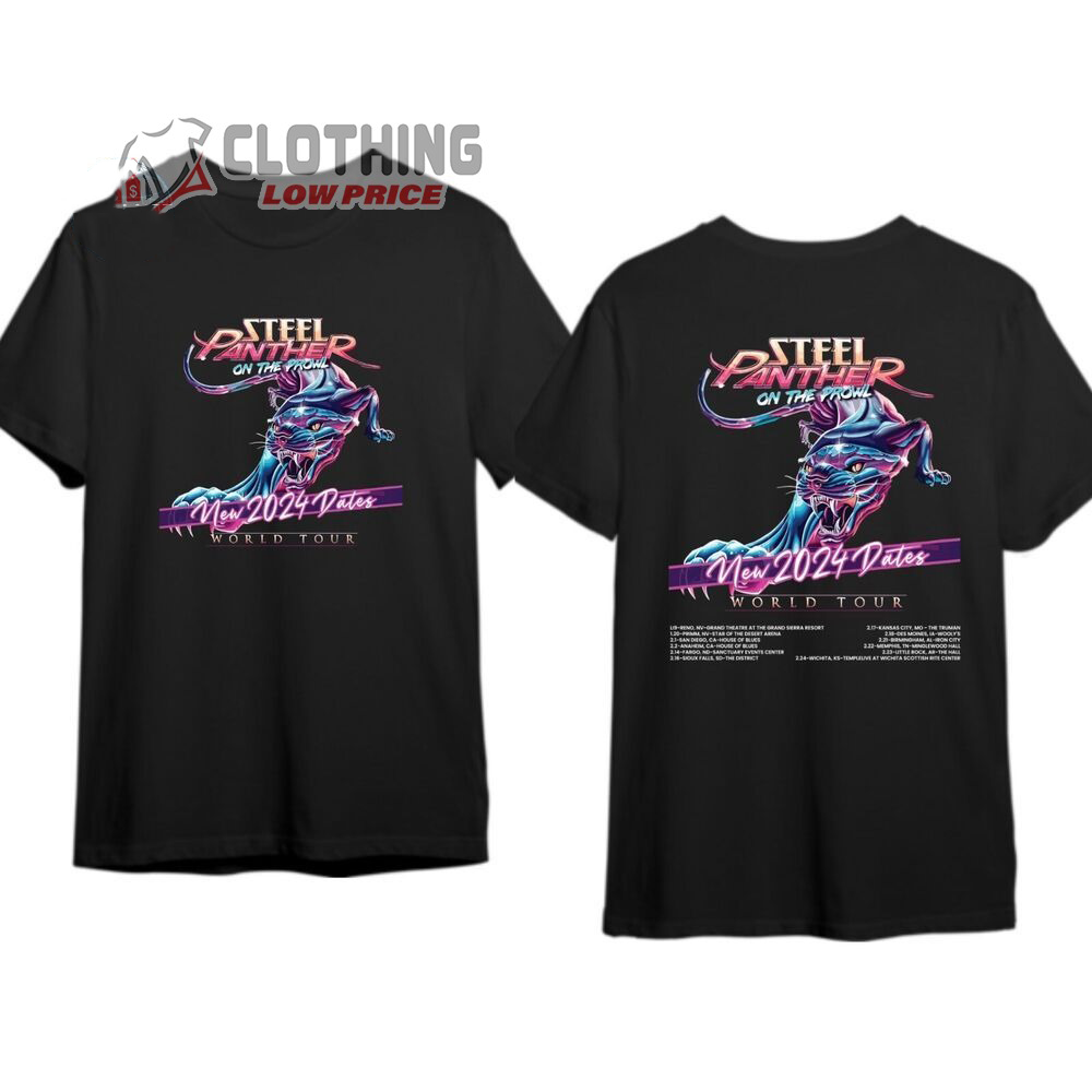 Steel Panther On The Prowl World Tour 2024 Merch, Steel Panther Album Shirt, Steel Panther New 2024 Dates T-Shirt