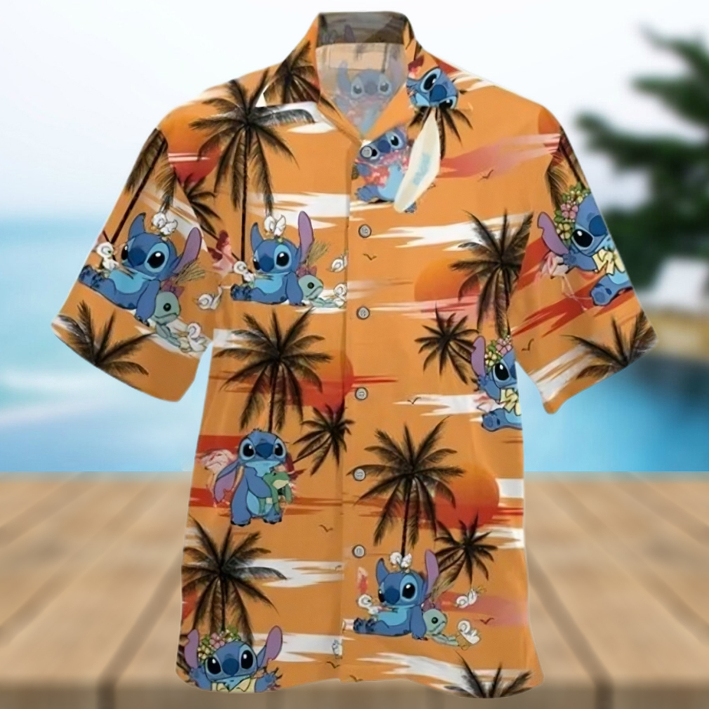 Stitch Ohana Surfing Orange Beach Disney Cruise 2023 Disney Hawaiian Shirt - Limotees