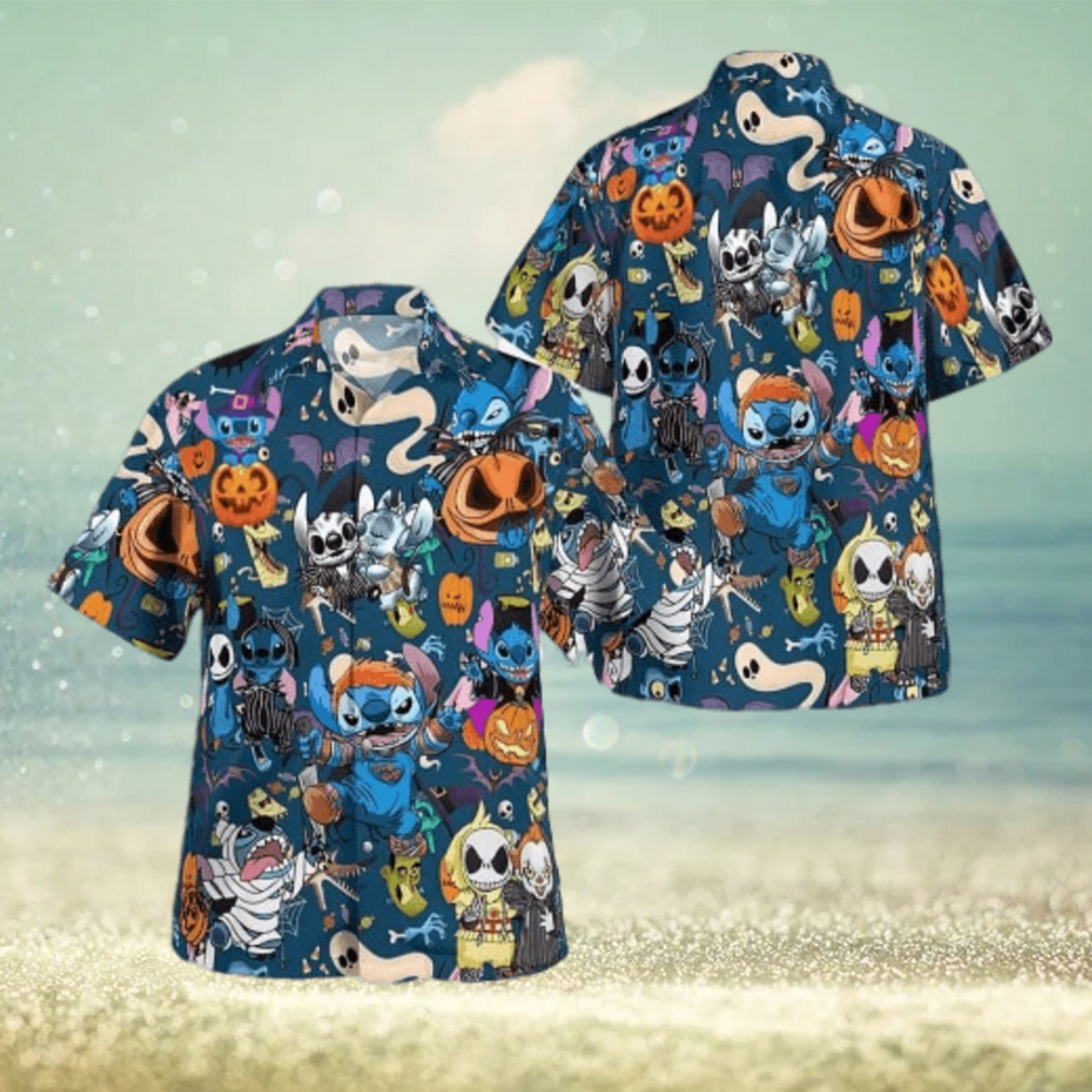 Stitch Pumpkin Halloween Hawaiian Shirt - Limotees