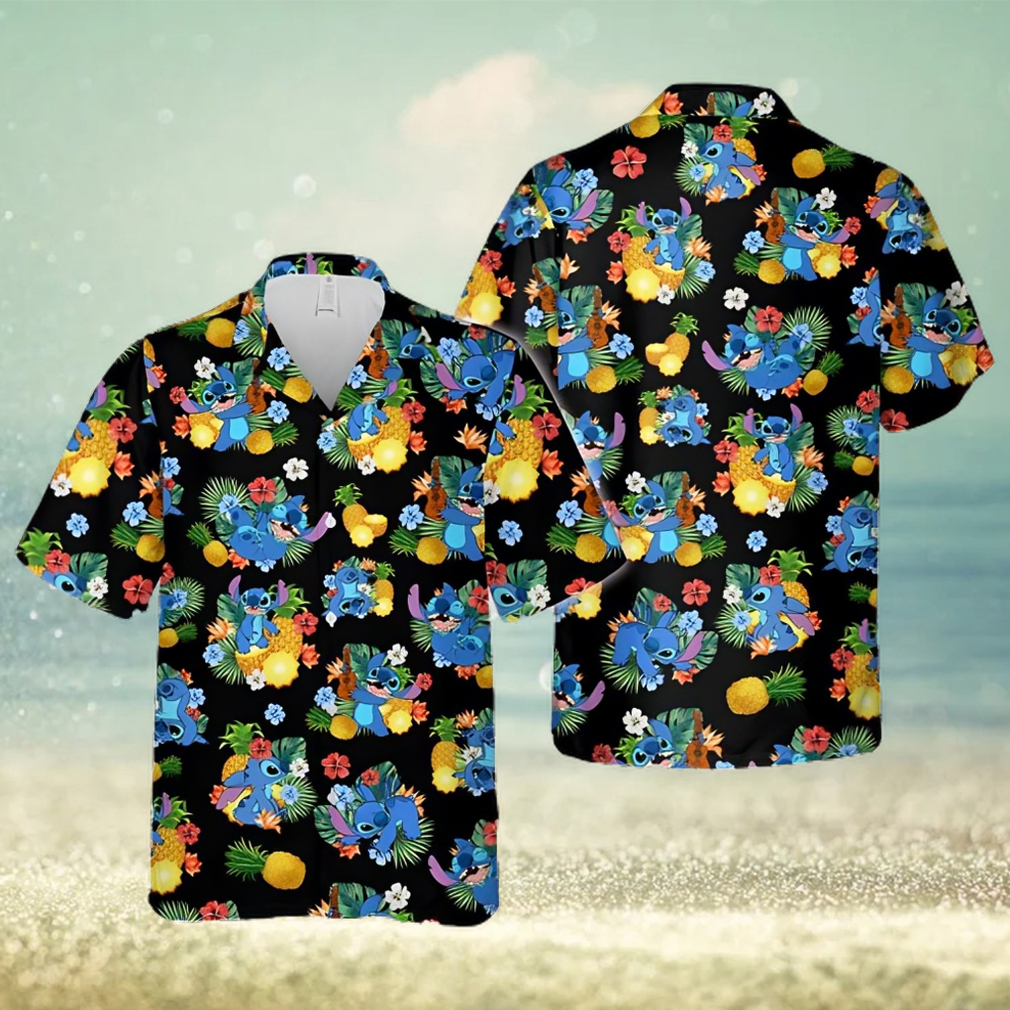 Stitch hawaiian shirt Disney Hawaiian Shirt Stitchh Guitar Tropical Beach Short Sleeve Shirts - Limotees