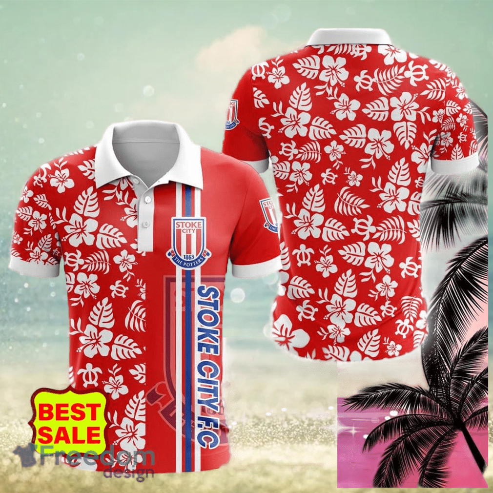 Stoke City FC Fans Hibiscus Logo EFL Golf Polo hawaiian Shirt - Limotees