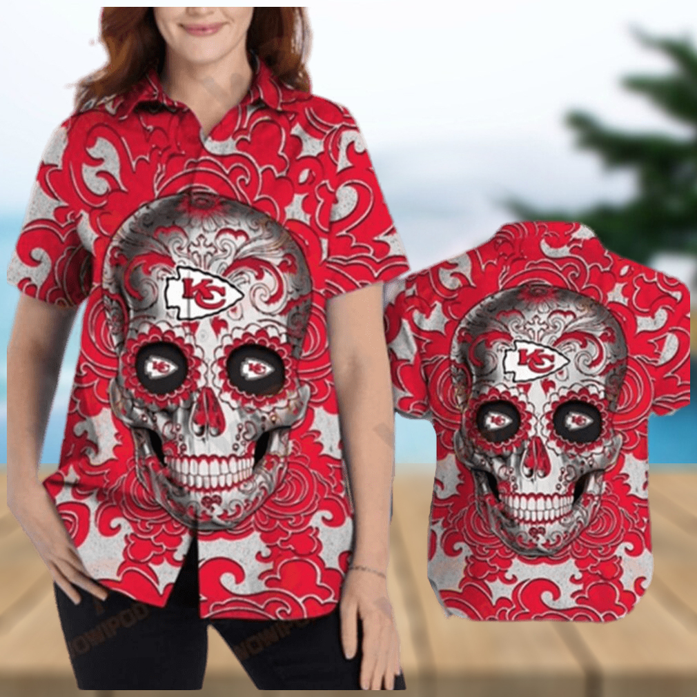 Sugar Skull Kansas City Chiefs Hawaiian Shirt - Limotees