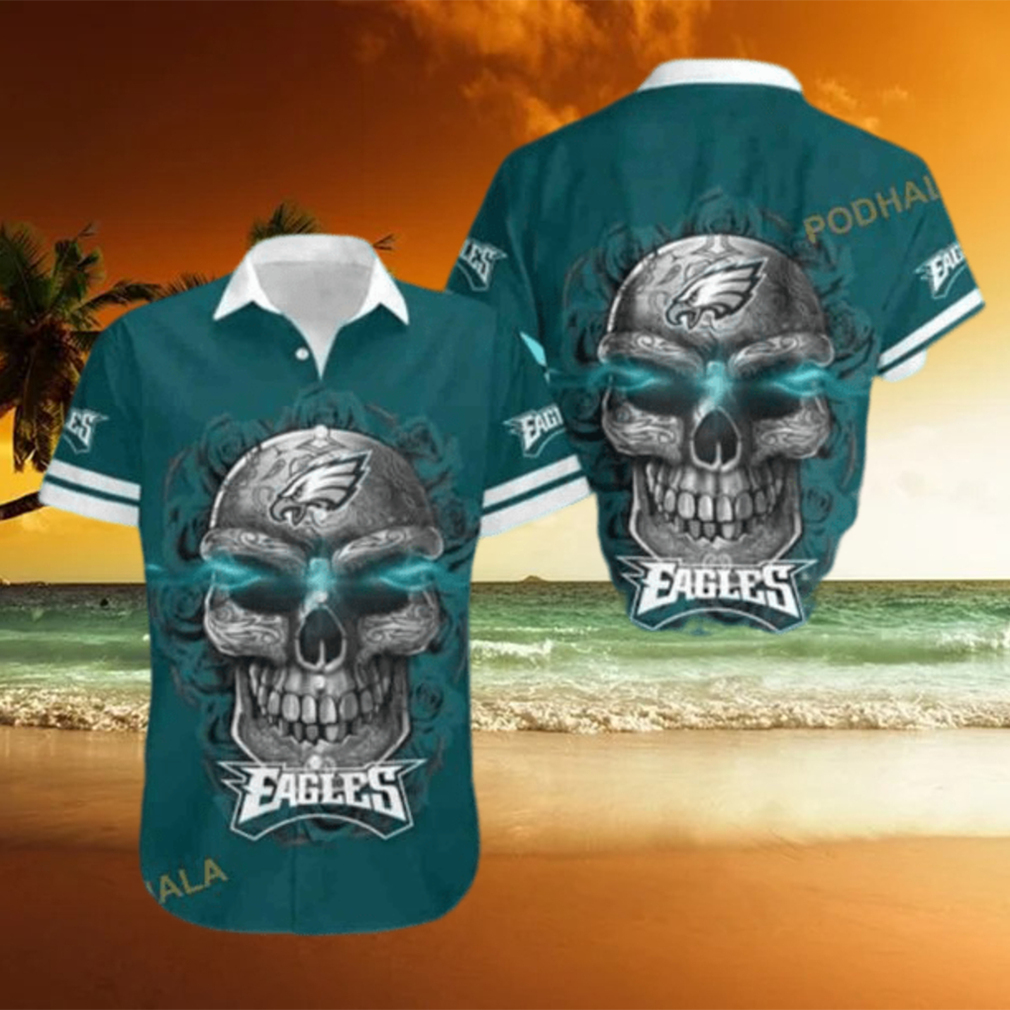 Sugar Skull NFL Philadelphia Eagles Funny Hawaiian Shirt - Limotees