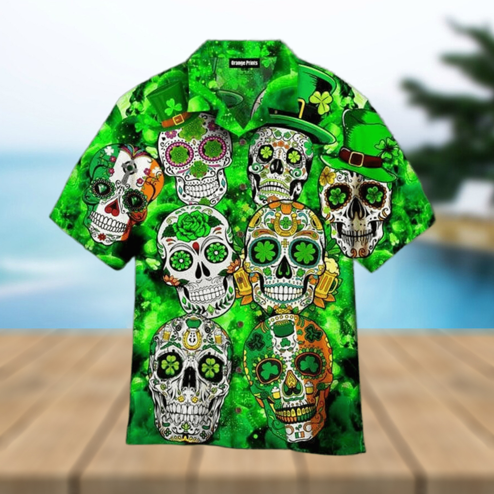 Sugar Skull St Patrick’s Day Hot Outfit Hawaiian Shirt - Limotees