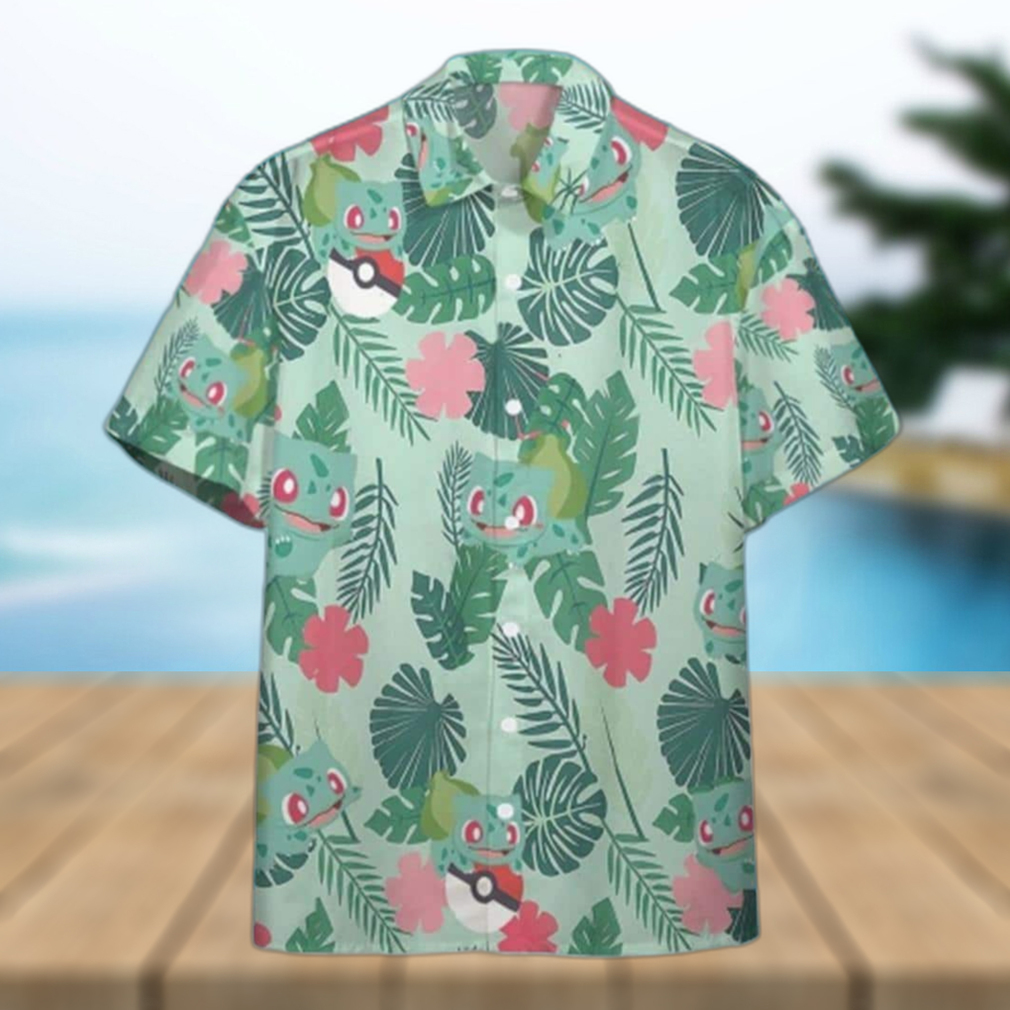 Summer Aloha Bulbasaur Pokemon Hawaiian Shirt Palm Leaves Pattern Beach Gift For Friend - Limotees