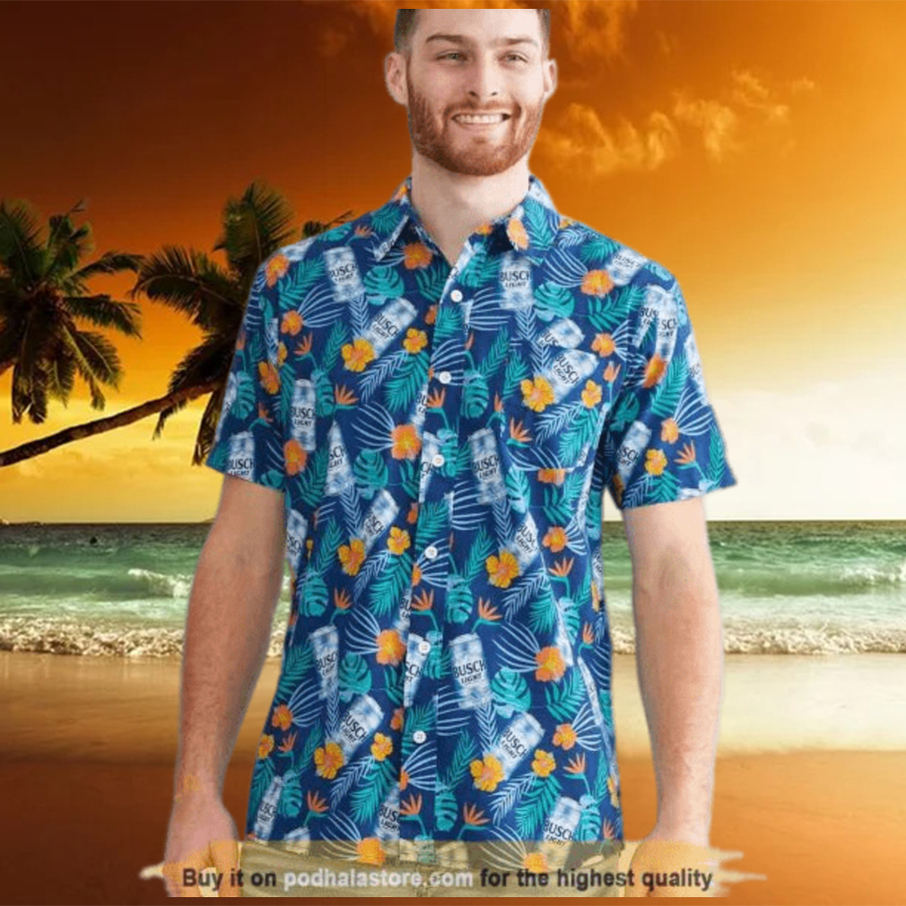 Summer Aloha Busch Light Funny Hawaiian Shirt Palm Leaves Pattern Beach Gift - Limotees