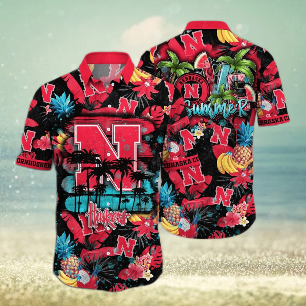 Summer Aloha NCAA Nebraska Cornhuskers Hawaiian Shirt Tropical Fruit Pattern - Limotees