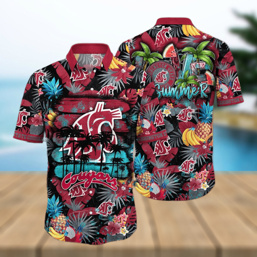 Summer Aloha NCAA Washington State Cougars Hawaiian Shirt Tropical Fruit Pattern - Limotees