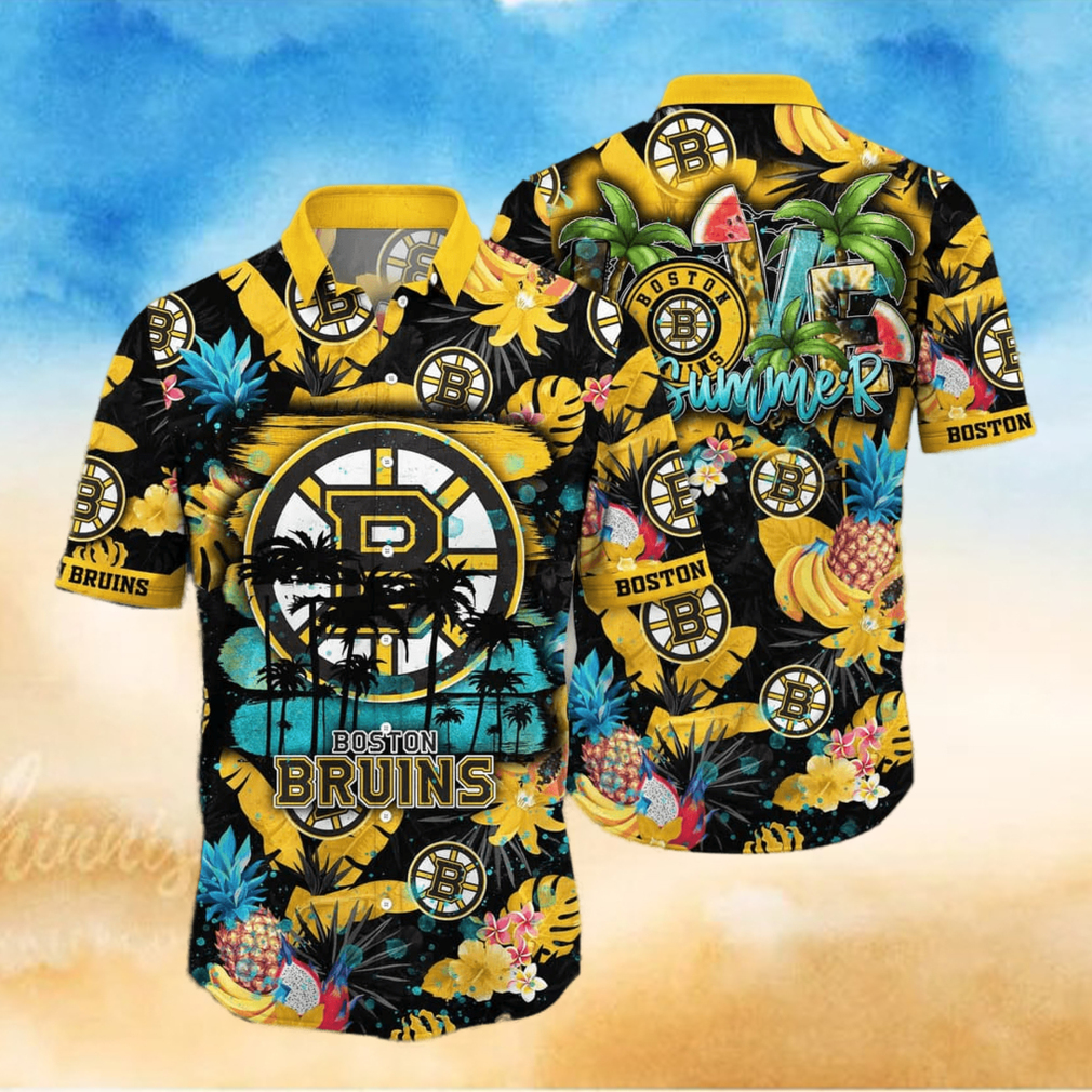 Summer Aloha NHL Boston Bruins Hawaiian Shirt Tropical Fruit Pattern Beach Gift For Dad - Limotees