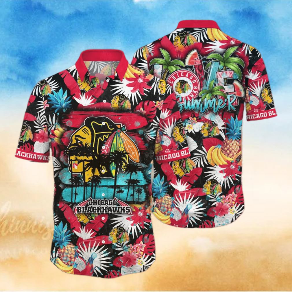 Summer Aloha NHL Chicago Blackhawks Hawaiian Shirt Tropical Fruit Pattern - Limotees