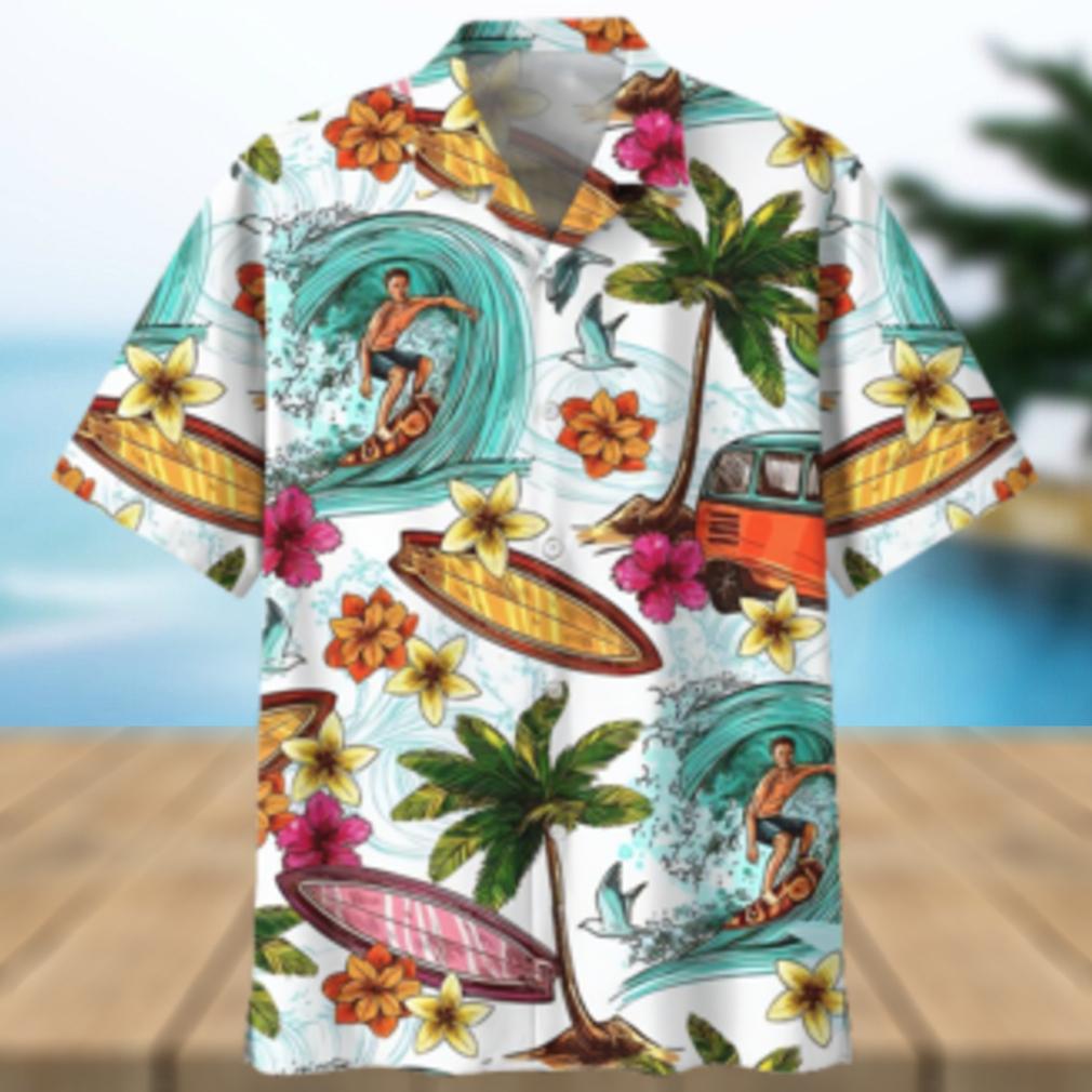 Surfing White Awesome Design Unisex Hawaiian Shirt - Limotees