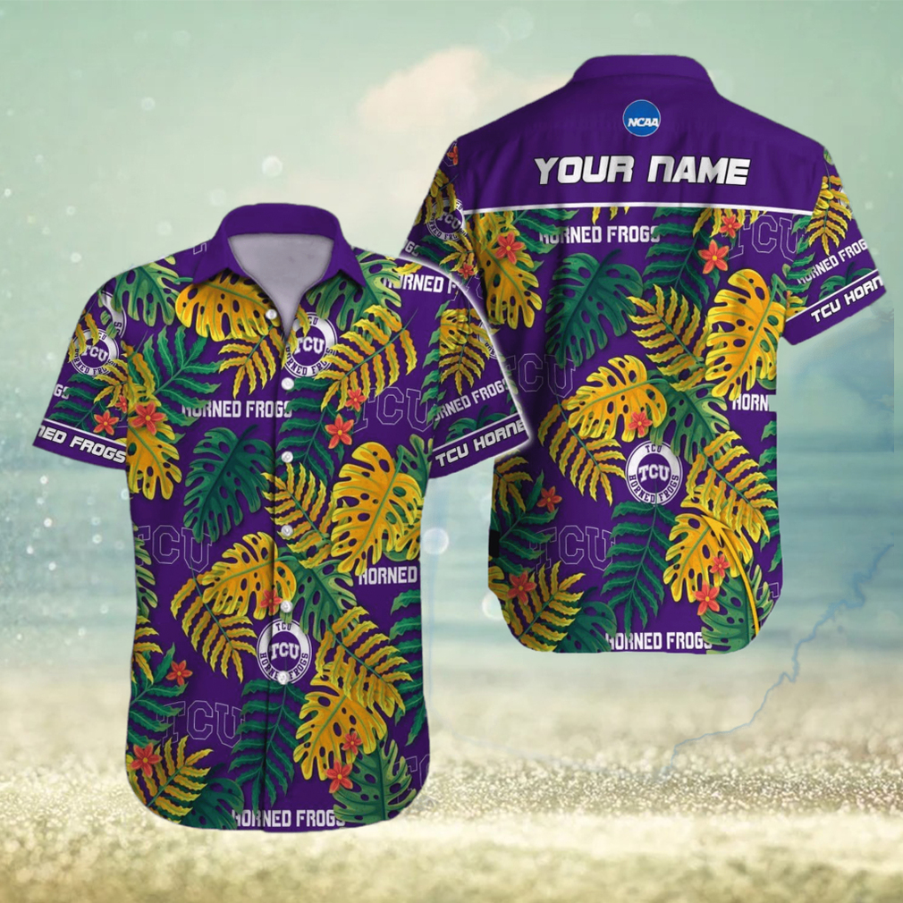 TCU Horned Frogs NCAA Hawaiian Shirt Custom Name Leaf Colors For Men And Women - Limotees