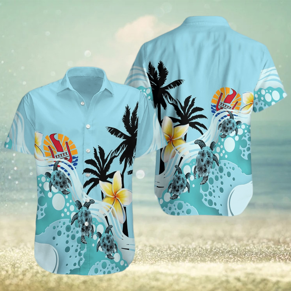 Tahiti Blue Turtle Hibiscus Hawaiian Shirt - Limotees