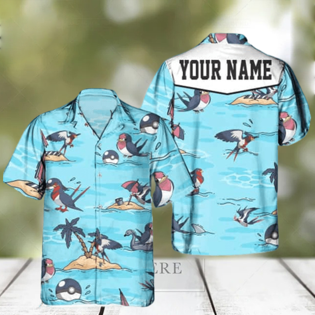 Taillow Pokemon Hawaiian Shirt Custom Name Practical Beach Gift For Daughter - Limotees