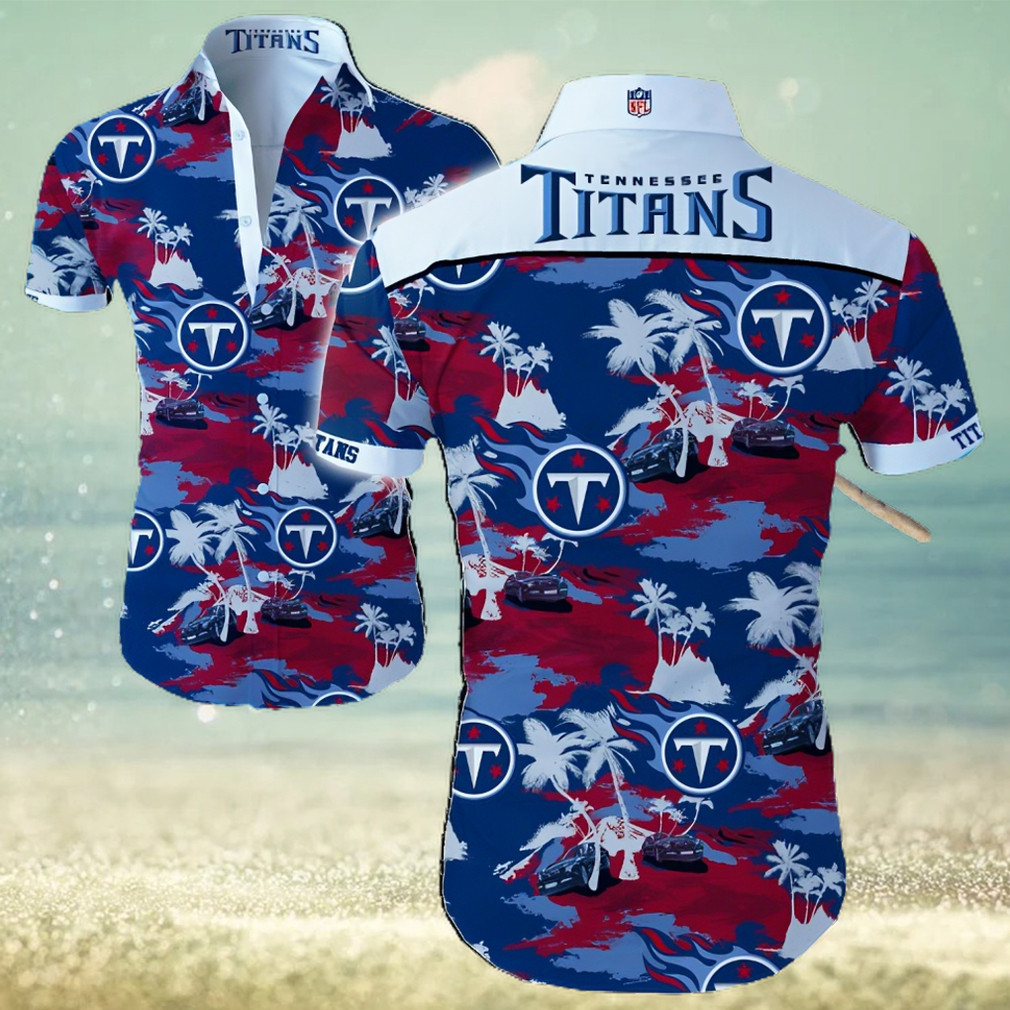 Tennessee Titans Logo Dark Shirt Hawaiian Summer Beach Shirt Full Print - Limotees