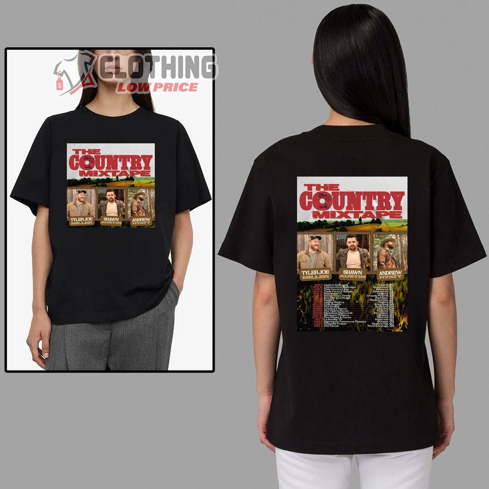 The 2024 Tour The Country Mixtape Tour Merch,The Country Mixtape Shirt, The Country Mixtape Tour With Tyler Joe Miller, Andrew Hyatt And Shawn Austin T-Shirt