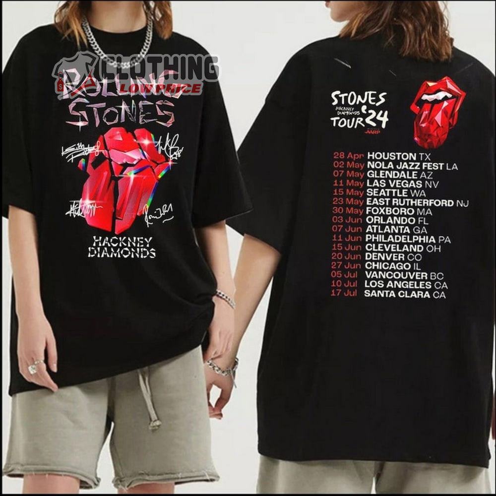 The Rolling Stones 2024 Schedule List Merch, The Rolling Stones Hackney Diamonds Tour 2024 Shirt, The Rolling Stones Tickets T-Shirt