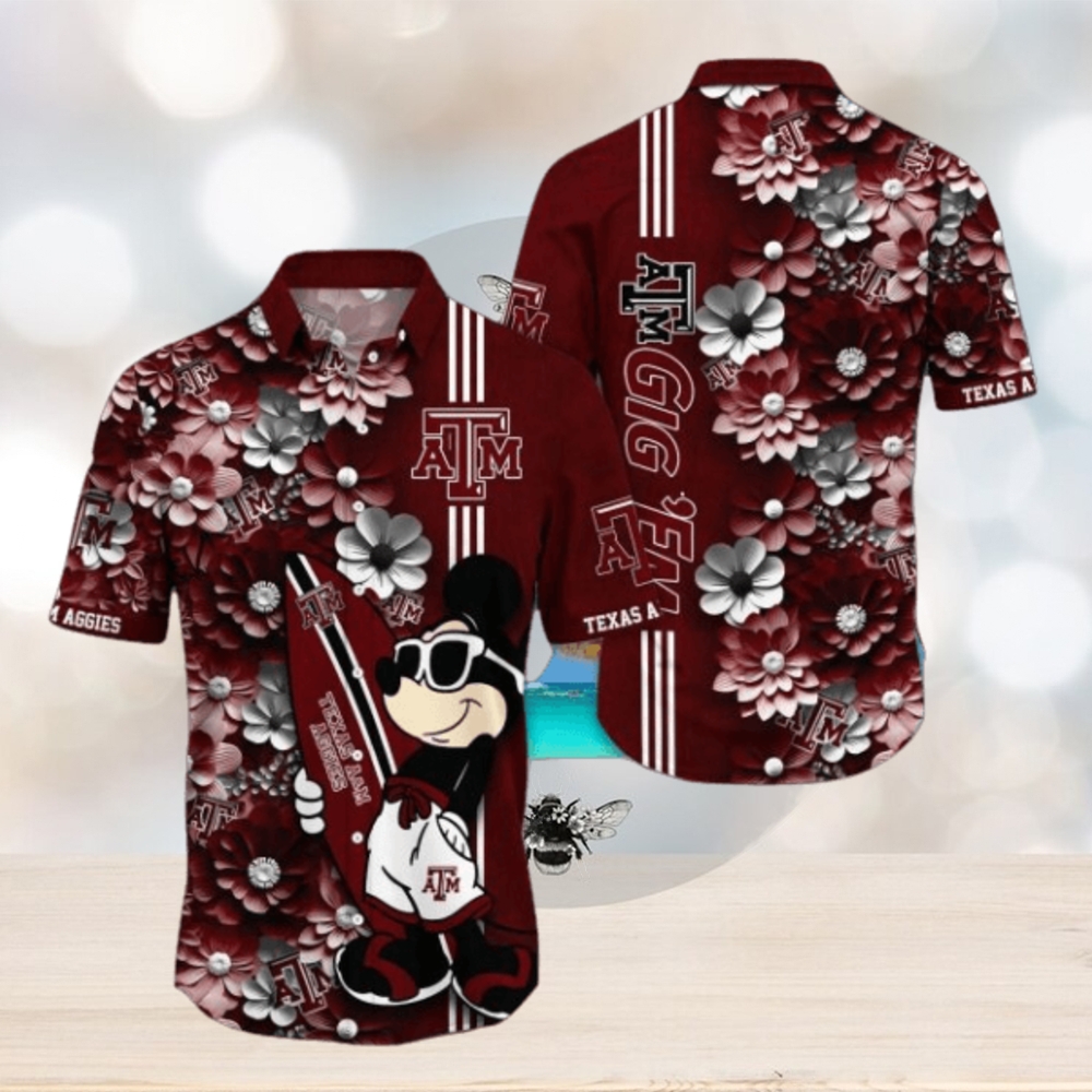 Texas A&ampM Aggies Hawaiian Shirt Mickey Love Surfing Trending Summer Gift - Limotees