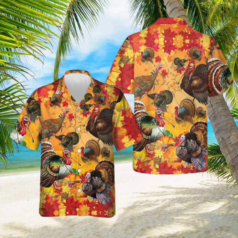 Thanksgiving Turkey Wishbone Hawaiian Shirt Fall Leaves Thanksgiving Shirt Gifts For Men - Limotees