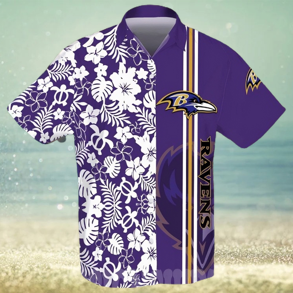 The best selling Baltimore Ravens Football Team All Over Print Hawaiian Shirt Purple - Limotees