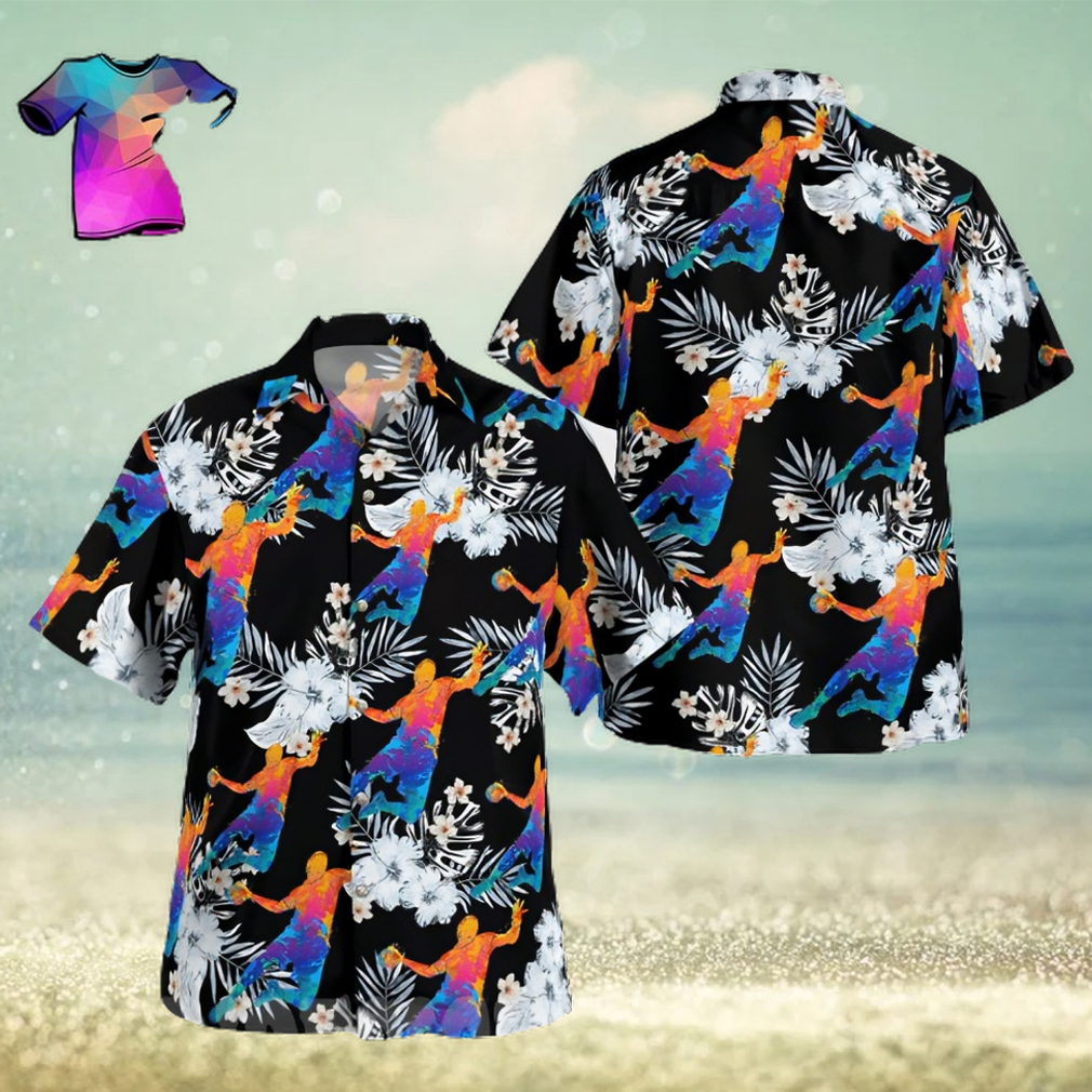 The best selling Basketball Player All Over Print Flowery Aloha Summer Beach Hawaiian Shirt Black - Limotees