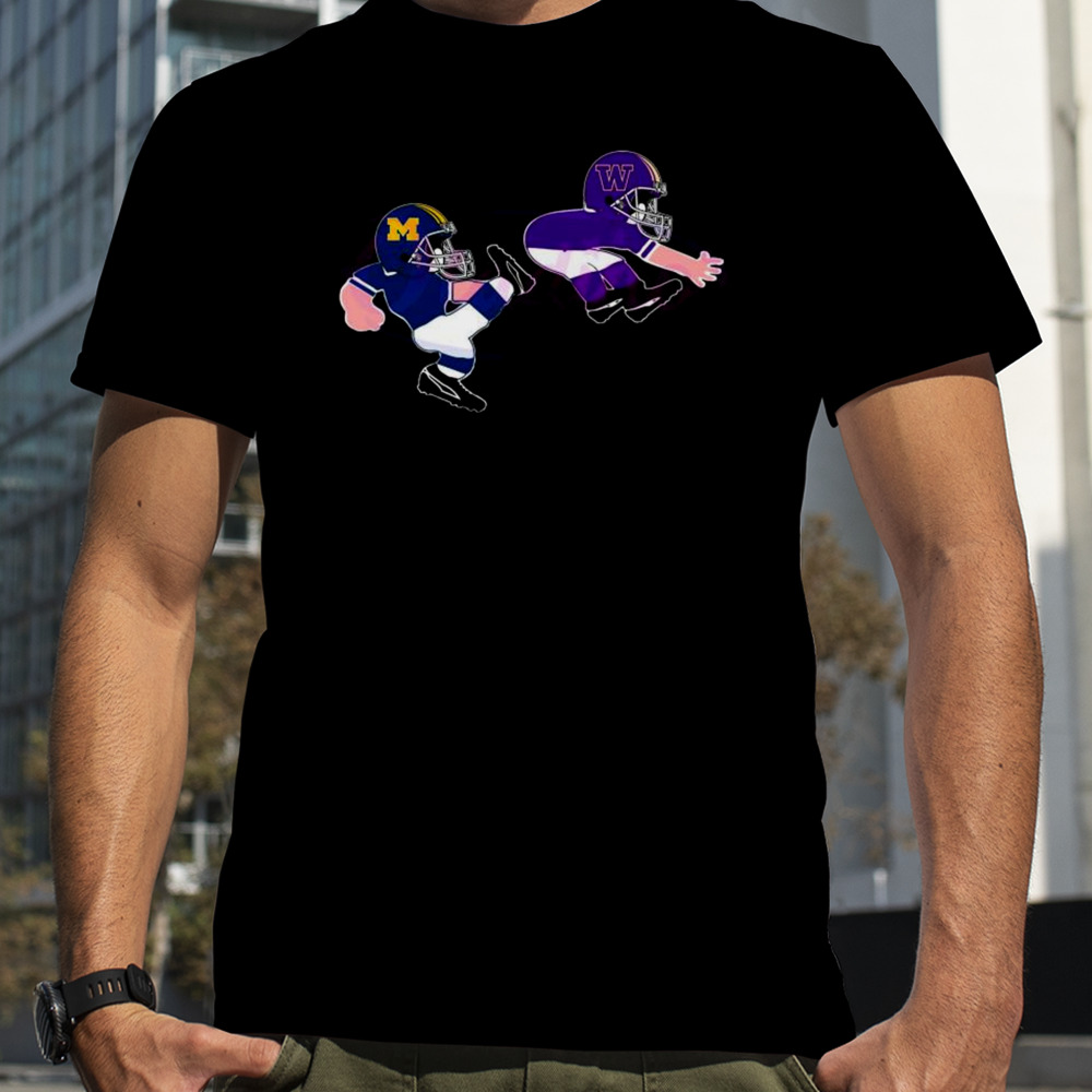 Michigan Wolverines Kicks Washington Huskies Chibi 2024 T-shirt