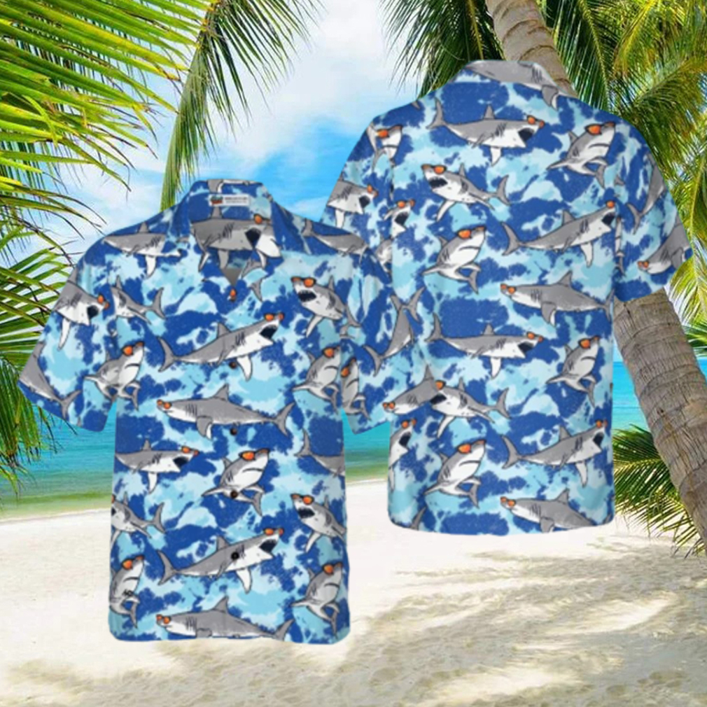Tie Dye Sharks Wearing Sunglasses Hawaiian Shirt - Limotees