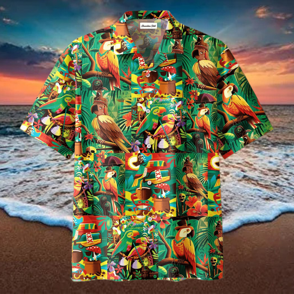 Tiki Tiki Parrot Art Unisex Hawaiian Aloha Shirts - Limotees