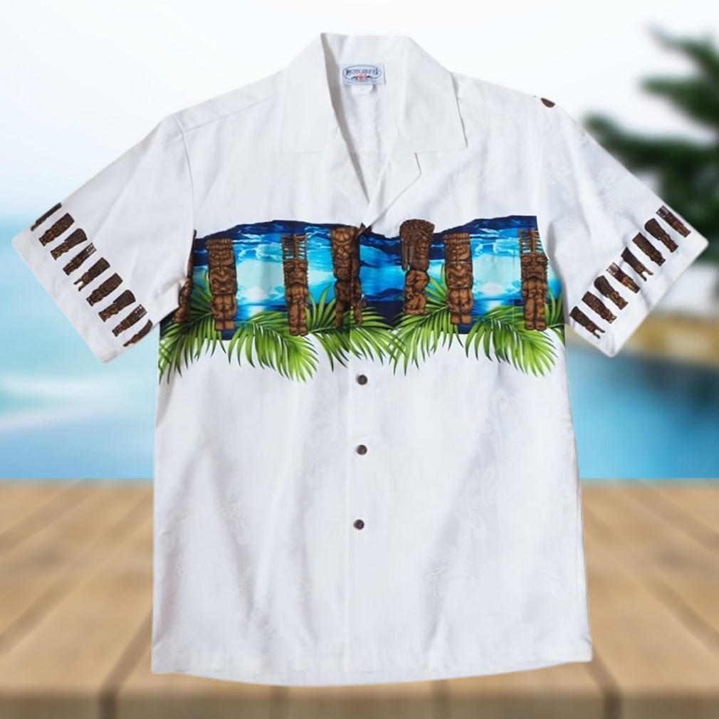 Tiki Waves White High Quality Hawaiian Shirt - Limotees