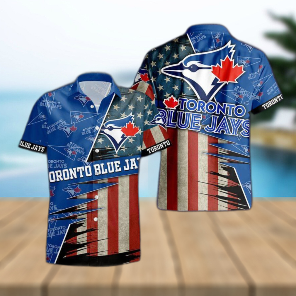 Toronto Blue Jays American Flag Logo Hawaiian Shirt Vacation Gift For Men And Women Gift - Limotees