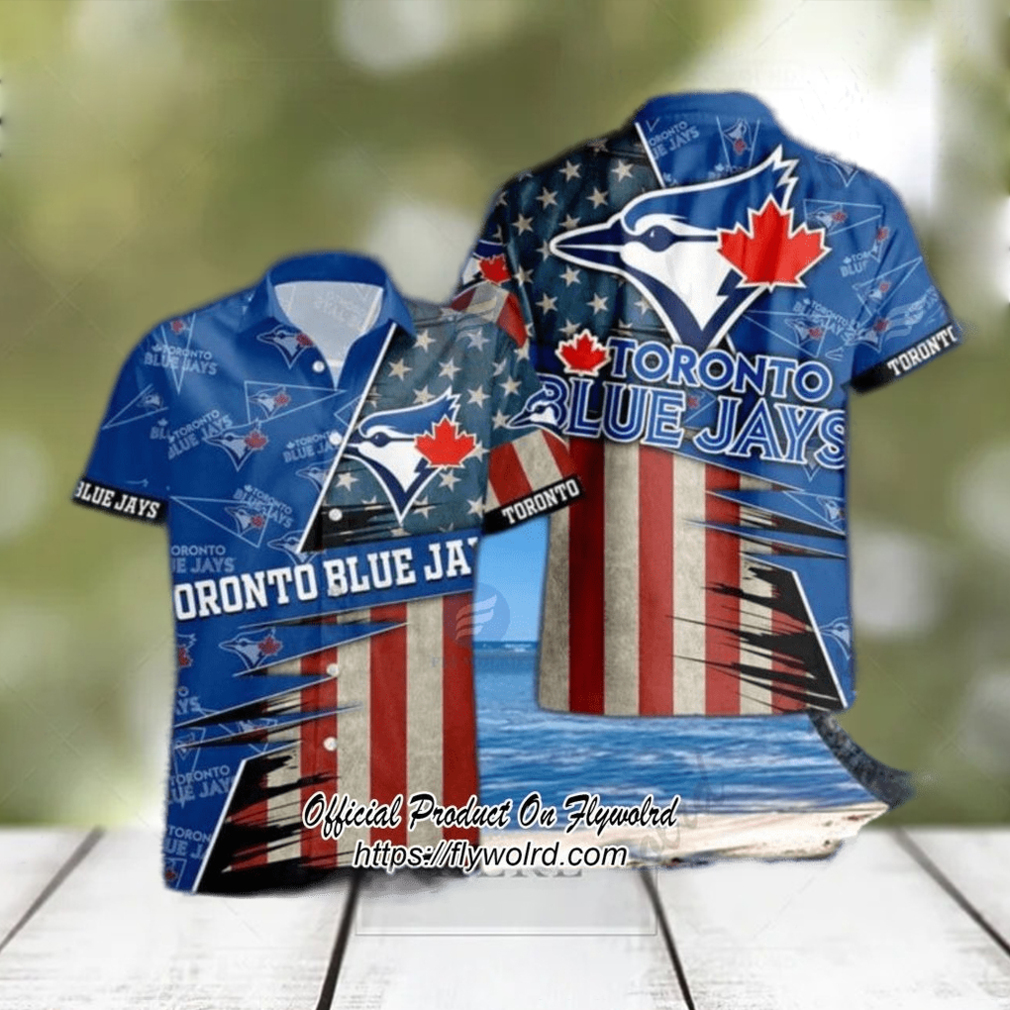 Toronto Blue Jays American Flag Logo Vacation Gift For Men And Women Gift MLB hawaiian shirt - Limotees