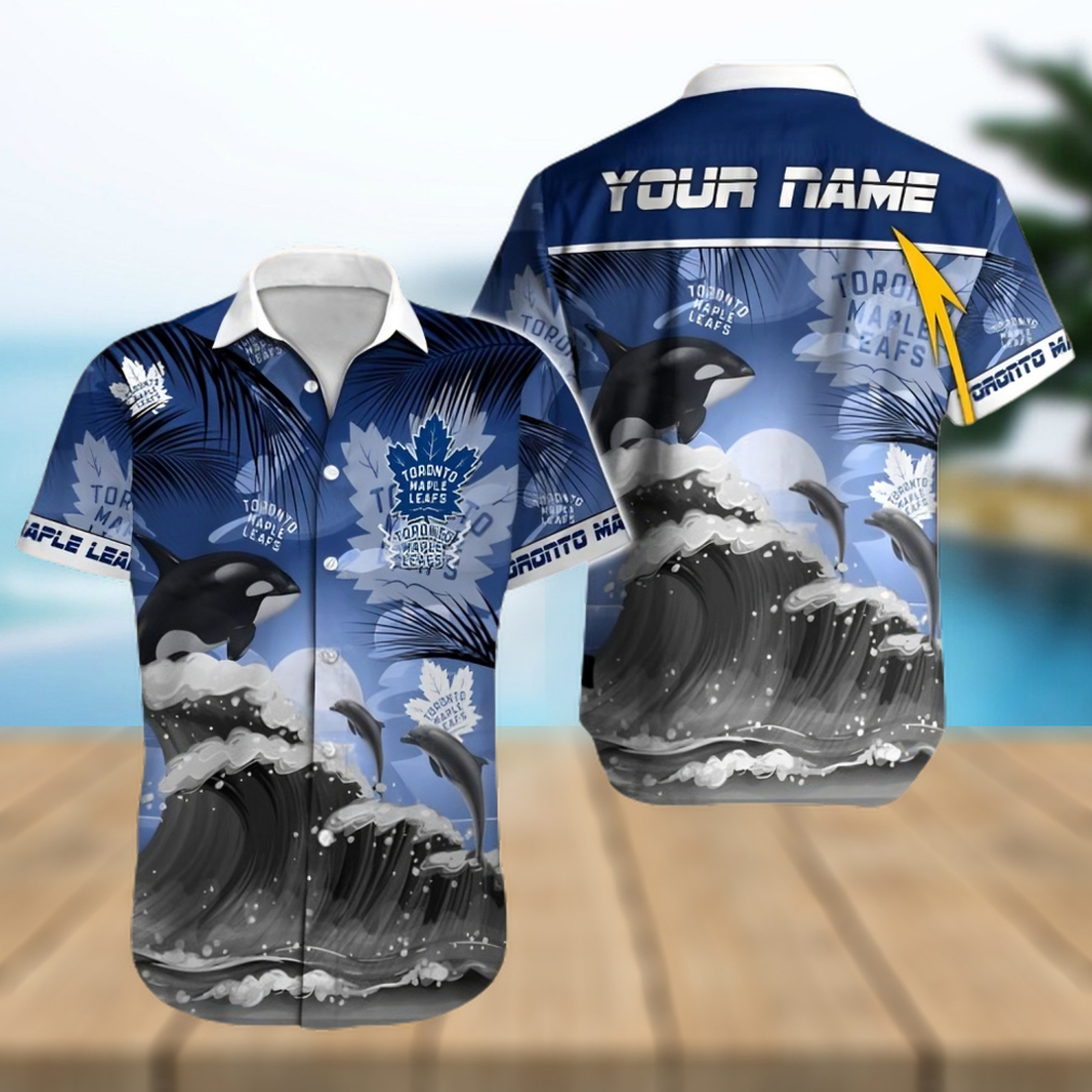 Toronto Maple Leafs NHL Sea Wave And Dolphin Custom Name Hawaiian Shirt - Limotees