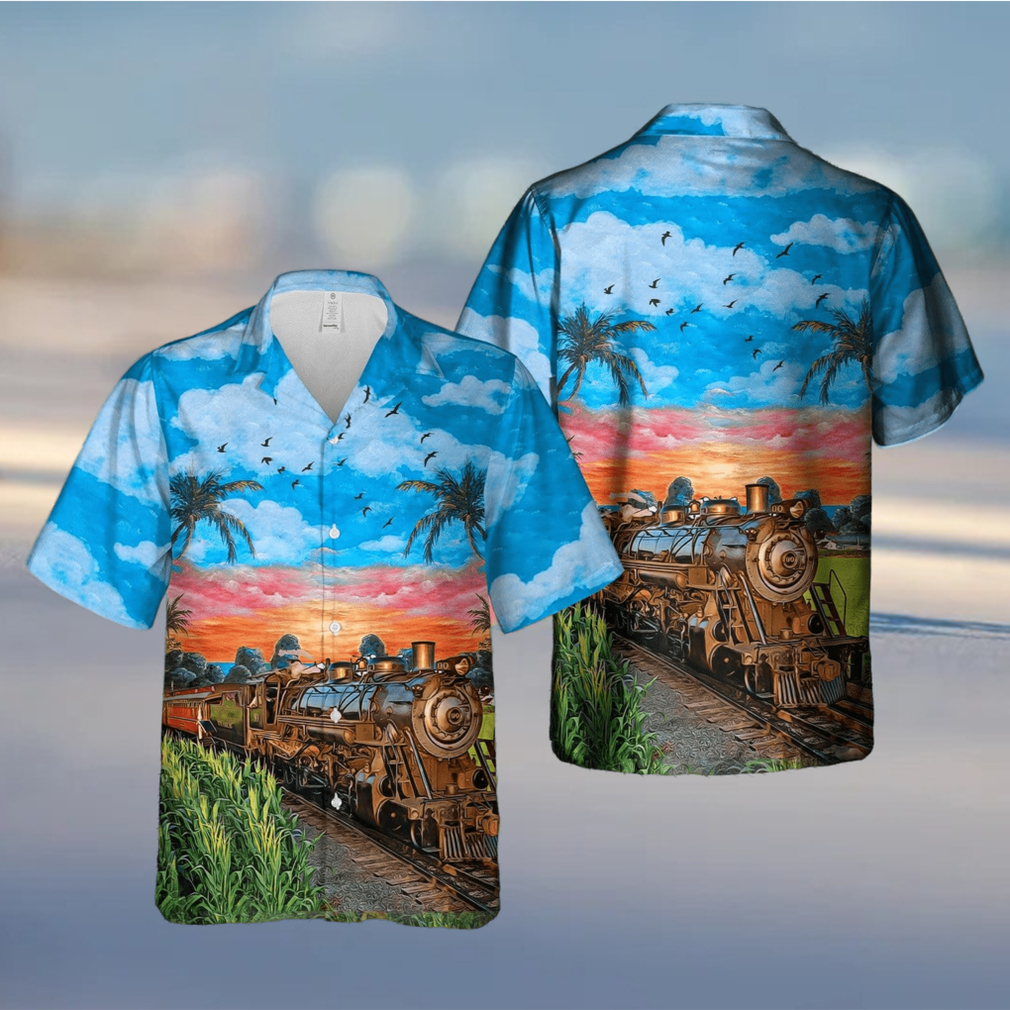 Train In The Summer Beautiful Blue Sky Unisex Hawaiian Shirts - Limotees