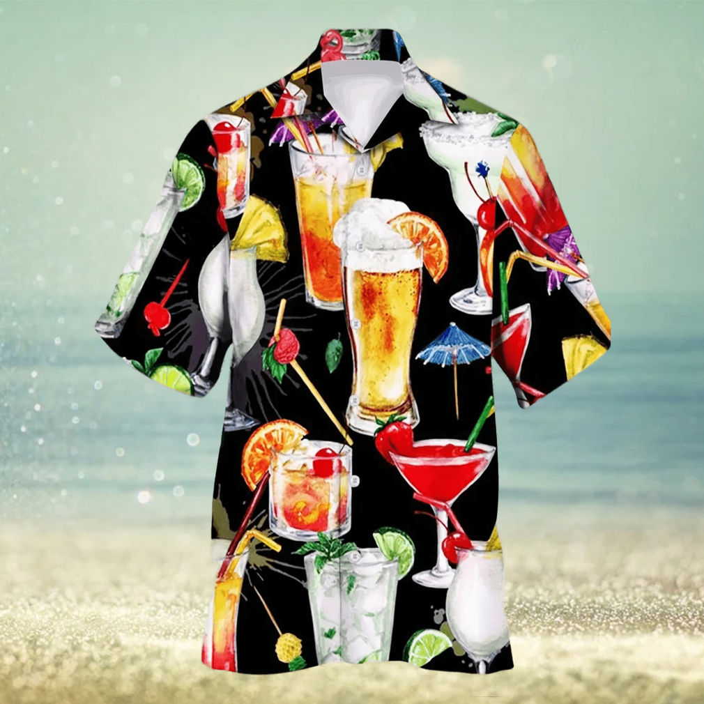 Trendy Drinks Print Men s Casual Short Sleeve Hawaiian Shirt Men s Shirt For Summer Vacation Resort Tops For Men - Limotees