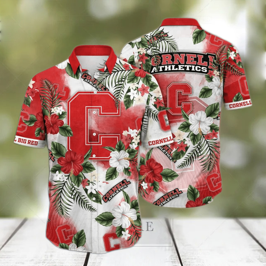 Tropical Aloha NCAA Cornell Big Red Hawaiian Shirt Hibiscus Flowers Gift For Dad - Limotees