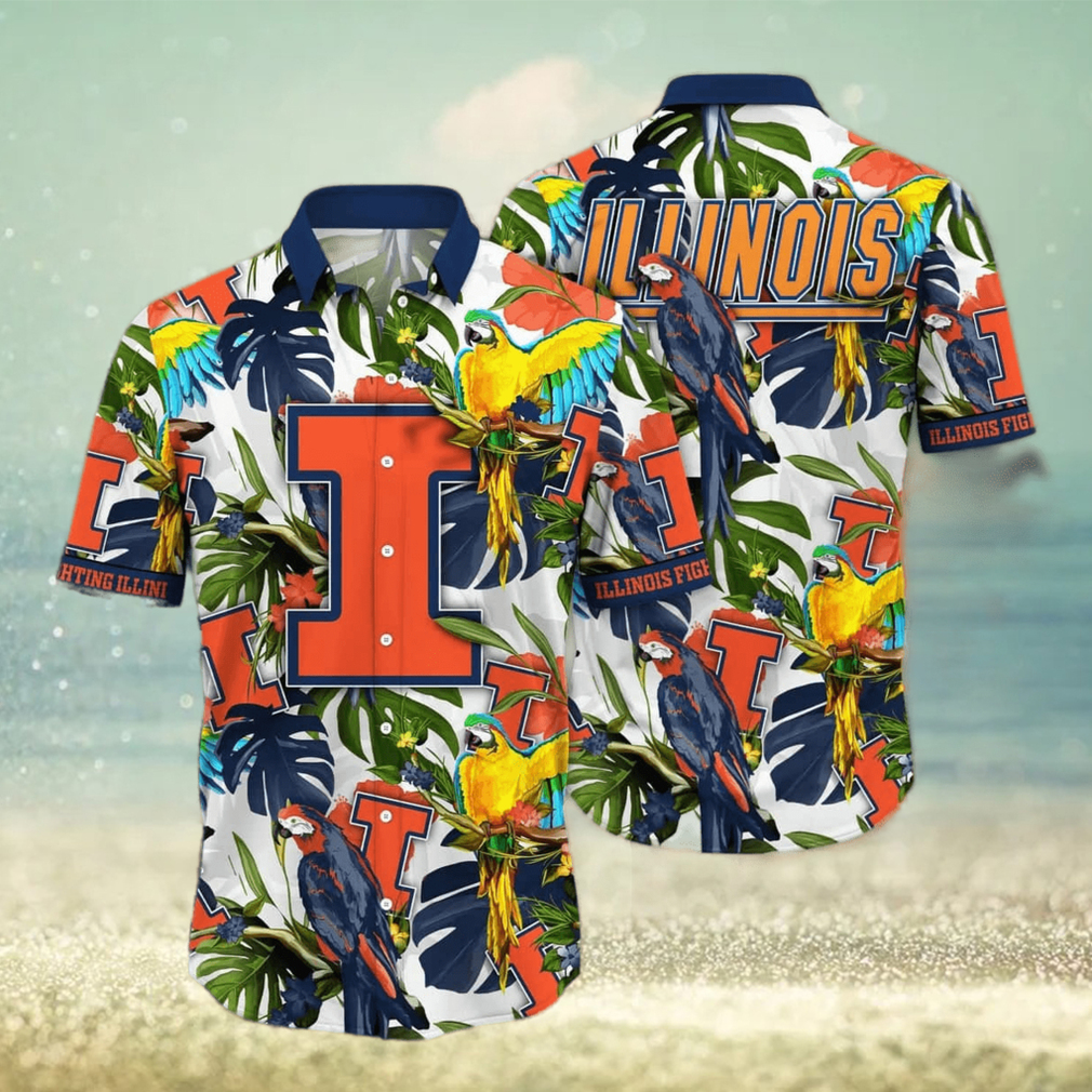 Tropical Aloha NCAA Illinois Fighting Illini Hawaiian Shirt Summer Vacation Gift - Limotees