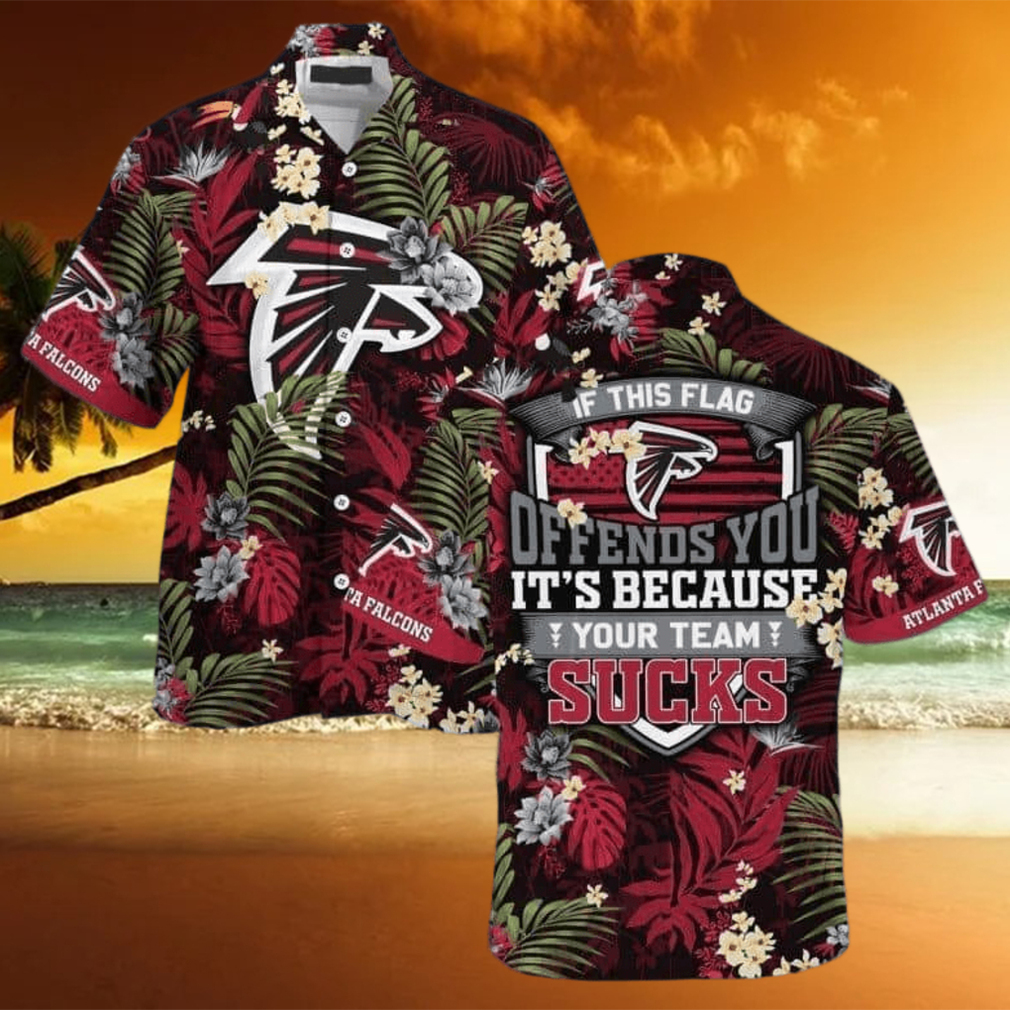 Tropical Aloha NFL Atlanta Falcons Hawaiian Shirt If This Flag Offends You - Limotees