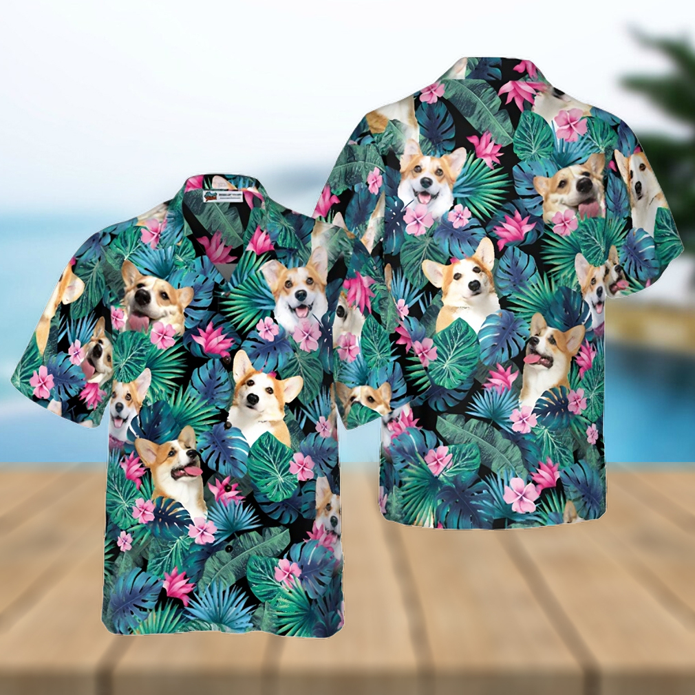 Tropical Corgi Dog Shirt For Men Hawaiian Shirt - Limotees